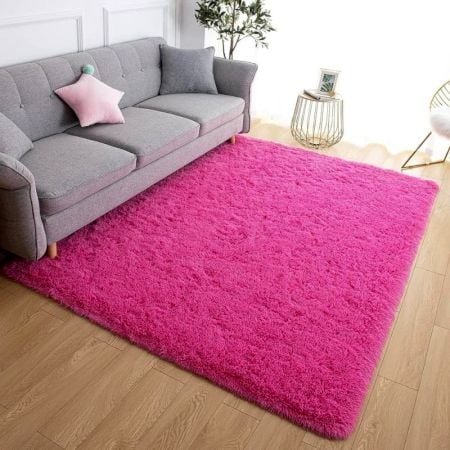 Modern Pink Textured Living Rug